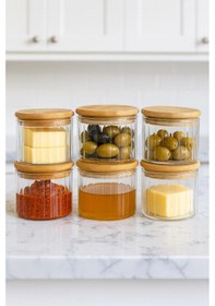 Resim 400 Cc Çizgili Bambu Kapaklı Kahvaltılık 90 X 70-400 Ml Beyaz 