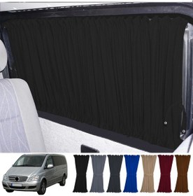Resim Pandami Mercedes Vito W639 5 Cam 2003-2014 Uyumlu Siyah Raylı Oto Perde Takımı 