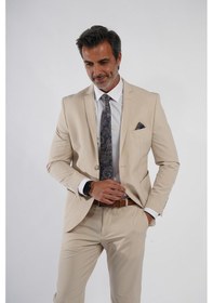 Resim İntersivin Slim Fit Likralı Mikrofiber Kumaş Toprak Takım Elbise Toprak 