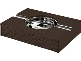 Resim RIVIERE Zeno Ashtray Handwoeven Moka - Deri Ve Gümüş 