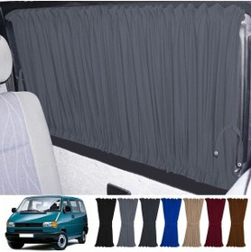 Resim Oto Pandami Volkswagen T4 - Transporter / Caravelle Kısa Şase 1990–2003 Uyumlu Gri Raylı Oto Perde Takımı 
