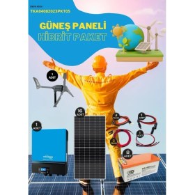 Resim Teknovasyon Arge Güneş Enerjisi Hibrit Paket 7.2 Kva Inverter 450 Watt Güneş Paneli 200 Amper Jel Akü İ-2000W 48V Rüzgar Türbini + Hibrit Şarj Kontrol 