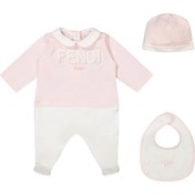 Resim Pembe Beyaz Unisex Bebek 3lü Set 