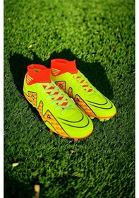 Resim Çoraplı Bilekli Boğazlı Krampon Futbol Ayakkabısı Sarı - Turuncu-sarı Sarı 