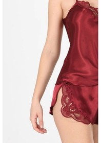 Resim Bordo Saten Babydoll Şortlu Takım - 281 Çok Renkli 