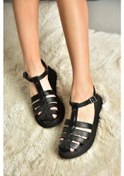 Resim Fox Shoes P555050503 Siyah Hakiki Deri Kalın Tabanlı Sandalet Siyah 