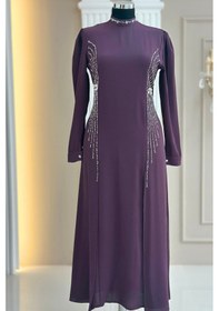 Resim Amine Hüma Duru Abiye Elbise Violet Violet 