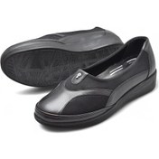 Resim 7507 Hafif Dolgu Tam Ortopedik Taban Hakiki Deri Kadın Ayakkabı Anne Ayakkabısı Siyah 