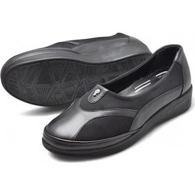 Resim 7507 Hafif Dolgu Tam Ortopedik Taban Hakiki Deri Kadın Ayakkabı Anne Ayakkabısı Siyah 