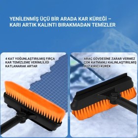 Resim Polham Teleskopik Kar Süpürgesi ve Buz Kazıyıcı | Yüzey Çizmez Fırça | Araç Camı & Kaput Temizleme Aparatı 