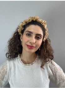 Resim Kabartma Çiçekli Kadın Taç Saç Aksesuarı Krem 