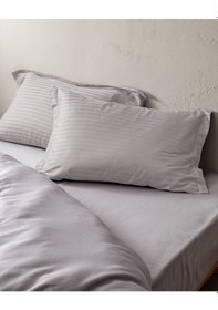 Resim Madame Coco Elicia Çift Kişilik %100 Pamuk Çizgili Saten Nevresim Takımı - Koyu Gri 8684427187265 Gri 