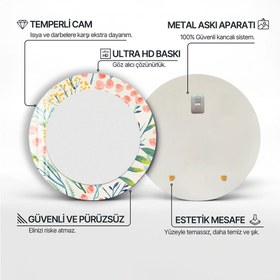 Resim Çiçeksi - Cam Tablo Yuvarlak Ayna - Gold / 100 cm 