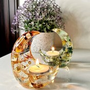 Resim Silikon Mumluk Kalıbı, 3D Ay Şeklinde Reçine Kalıp, Tealight Takı Tutucu Silikon Kalıp, Sevimli Çimento Beton Kalıp, El İşi Yapımı Dekorasyon için Epoksi Reçine Döküm Kalıpları 