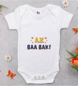Resim Bk Kids Az Baa Bak Tasarımlı Beyaz Bebek Body Zıbın-1 Çok Renkli 