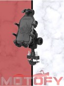 Resim Motosiklet Telefon Ve Navigasyon Tutucu Titreşim Engelleyici Modüllü Gidondan Montaj 