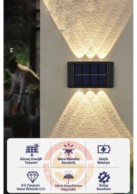 Resim Technosmart 1Adet Modern Solar 6Ledli Çift Taraflı Aplik Güneş En 