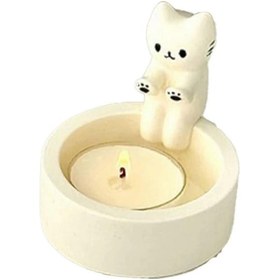 Resim Yavru Kedi Şamdanı, Sevimli Izgara Kediler Aromaterapi Şamdanı, Dekoratif Masa Süsleri, B-excellence 