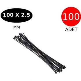 Resim Tek-iş Kablo Bağı Cırt Kelepçe 100 Mm X 2.5 Mm Siyah 100 Adet 