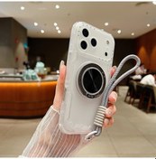 Resim Lumaworld 360 Derece Dönen Şeffaf Mekanizmalı Beyaz İphone Uyumlu 17 Air Lanyard Askılık 