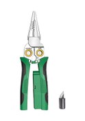 Resim Skycity Yeşil 8 Fonksiyonlu Elektrikçi Pense: Paslanmaz Çelik Tel Soğutucu, Kesici Ve Voltmetre Özellikli Anti Kayma Multifonksiyon Alet 