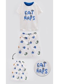 Resim Aden Kids "kedili Desenli Bebek Ve Çocuk Yazlık Pijama Takımı - Rahat Ve Şirin 0-4 Yaş Unisex" Laci 