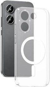 Resim Coverzone Xiaomi Poco X8 Pro ile uyumlu Şeffaf Kılıf MagSafe Uyumlu Güçlü Mıknatıslı Wireless Şarj Destekli Crystal Clear İnce Sert Arka Kapak Kamera Lens Korumalı Darbe Emici Kılıf 