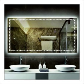 Resim Dnr-Mirror80x120 Cm Günışığı Ledli Tasarım Kumlamalı Banyo Aynası Makyaj Aynası Işıklı Ayna 