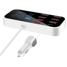 Resim Taşınabilir Akıllı 8 Port Usb Araç Şarj Cihazı Qc3.0 Pd Hızlı Şarj Cep Telefonu Şarj Cihazı 40 W 8a Led Ekranlı Çoklu Usb Soketi 
