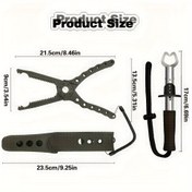 Resim 1'li Paket Kaymaz Saplı ve Askılı Balık Tutacağı - Ergonomik Kavrama ile Paslanmaz Çelik Balık Kontrol Cihazı, Güvenli Yakalama ve Bırakma için Taşınabilir Balık Dudak Tutucu, Dayanıklı Açık Hava Balıkçılık Ekipmanı (Siyah) 
