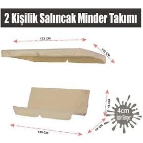 Resim Viphomeconcept Vip Salıncak Minder Seti 2 Kişilik Tenteli Salıncak Minder Krem 