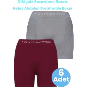 Resim Tezzgelsin Erkek Dikişsiz/seamless Nefes Alabilen Boxer 6 Adet Gri - Bordo 