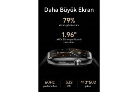 Resim Qcy Gs2 Akıllı Saat Gri 1.96 Inç Amoled Hd 60Hz Always-On Display Sesli Görüşme Ipx7 