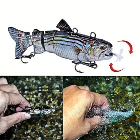 Resim USB Şarj Edilebilir Otomatik Swimbait - Gerçekçi İridisent Tasarımlı Çok Eklemli Robotik Balıkçılık Yemi, 10cm/20g, Batan Hareket, Tatlısu ve Tuzlu Su Balıkçılığı için Mükemmel, Üst Su Balıkçılık Yemleri 