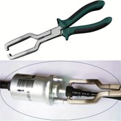 Resim 1 adet Ergonomik Alaşım Çelik Yakıt Filtresi Pense - Benzin Hattları için Hızlı Ayrılma ve Tamir Aracı, Kaymaz Tutma, Dayanıklı Yeşil Sap, Profesyonel Mekanikçiler ve DIY Tutkunları için Kompakt ve Taşınabilir Tasarım, Otomotiv Bakımı, Şık Metalik Bitiş, Güçlü İnşaat 