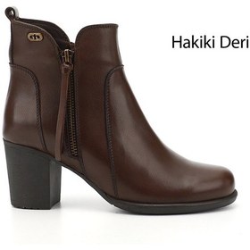 Resim Gönderi(R) Gönderi R Kadın Kahve Antik Fermuarlı Kalın Topuklu Hakiki Deri Bot Gkzb13410406 Kahve 