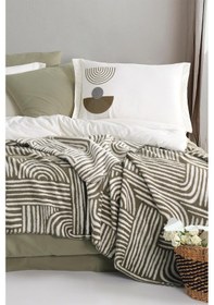 Resim İyi Geceler İstanbul Babil Haki %100 Pamuk Çift Kişilik Battaniyeli Nevresim Takımı Haki 