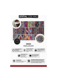 Resim Dijidekor Halı Siyah Cool Tual Yıkanabilir Saçaklı Kesme İnce Yolluk Kilim Salon Halısı Modelleri Çok Renkli 