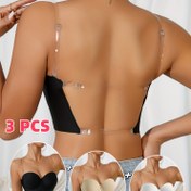 Resim 3 Adet Kadınlar İçin Seksi Sırtı Açık Push-Up Balconette Sütyen, Şeffaf Ayarlanabilir Askılı, Telsiz ve Dolgusuz - Siyah/Bej/Açık Pembe, Elbise Aksesuarı, Yarı Şeffaf Tasarım, Akşam Kıyafeti, Dikişsiz Görünüm, Rahat Kalıp, Yetişkin Kadınlar 