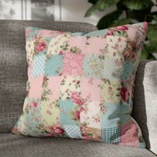 Resim 1 Adet 45.72x45.72 cm Patchwork Yastık Kılıfı - Pembe & Shabby Cottage Çiçekli Kır Tasarımı, %100 Polyester Zarf Kapatma Aksesuar Yastık Kılıfı, Koltuk, Yatak Odası ve Oturma Odası Dekoru için Uygun, Cadılar Bayramı için Uygun, 2D Düz ZZTSuitable for Halloween, 2D Flat ZZTM08, 2D Flat 