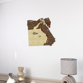 Resim Mısır Haritası - 3D Ahşap Mısır Haritası Arapça ve İngilizce - 90x92 cm 