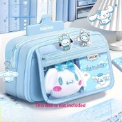 Resim Sanrio için for cinnamoroll Büyük Kapasiteli Şeffaf Kalem Kutusu - Mor Çok Fonksiyonlu Kırtasiye Kutusu Sevimli Karakter Tasarımı ile, Mor, Ücretsiz Kawaii Çıkartmalar ve Kalem Torbası Dahil 