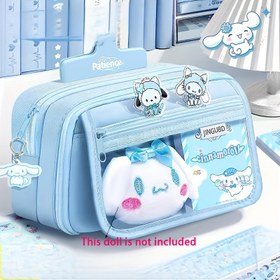 Resim Sanrio için for cinnamoroll Büyük Kapasiteli Şeffaf Kalem Kutusu - Mor Çok Fonksiyonlu Kırtasiye Kutusu Sevimli Karakter Tasarımı ile, Mor, Ücretsiz Kawaii Çıkartmalar ve Kalem Torbası Dahil 