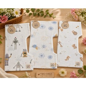 Resim Two Child Two Chıld %100 Pamuk 3'lü Müslin Omuz Örtüsü - Bebek Beslenme ve Gaz Çıkarma Bezi 