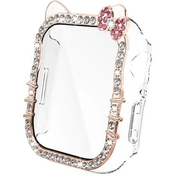 Sunshine022 40mm 2li İwatch Kedi Bant Seti Ekran Koruyuculu Parlak Kasa Seri 9 8 7 6 5 4 3 Se