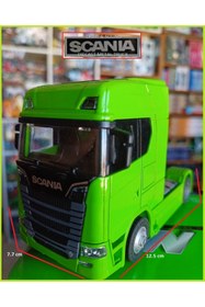 Resim Oyuncak Evi SCANİA V8 R73 METAL TIR KAFASI AÇILIR ÖNE YATAR TAŞIYICI MODEL 1.64 DIECAST YEŞİL 