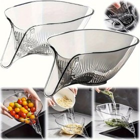 Resim Yüksek Kaliteli, Çok Yönlü Mutfak Süzgeç Sepeti - Sebze, Makarna, Meyve & Salata için Huni ile Çok Fonksiyonlu Plastik Süzgeç - Barbeküler & Açık Hava Pişirme için Mükemmel 
