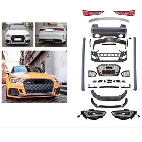 Resim Audi A3 13-16 İçin 2017+ Rs3 Görünüm Facelift Body Kit Sedan Led Farlı Model Uyumlu 