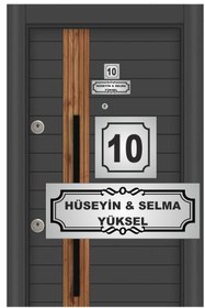 Resim Outdoor One Kişiye Özel Kapı İsimliği Klasik Ev Dış Kapı İsimliği Çelik Kapı İsimliği Gümüş 02 