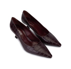 Resim Tamer Tanca Kadın Hakiki Deri Bordo Topuklu Ayakkabı 492 60701 Bn Ayk Sk25-26 Bordo Kroko Bordo 